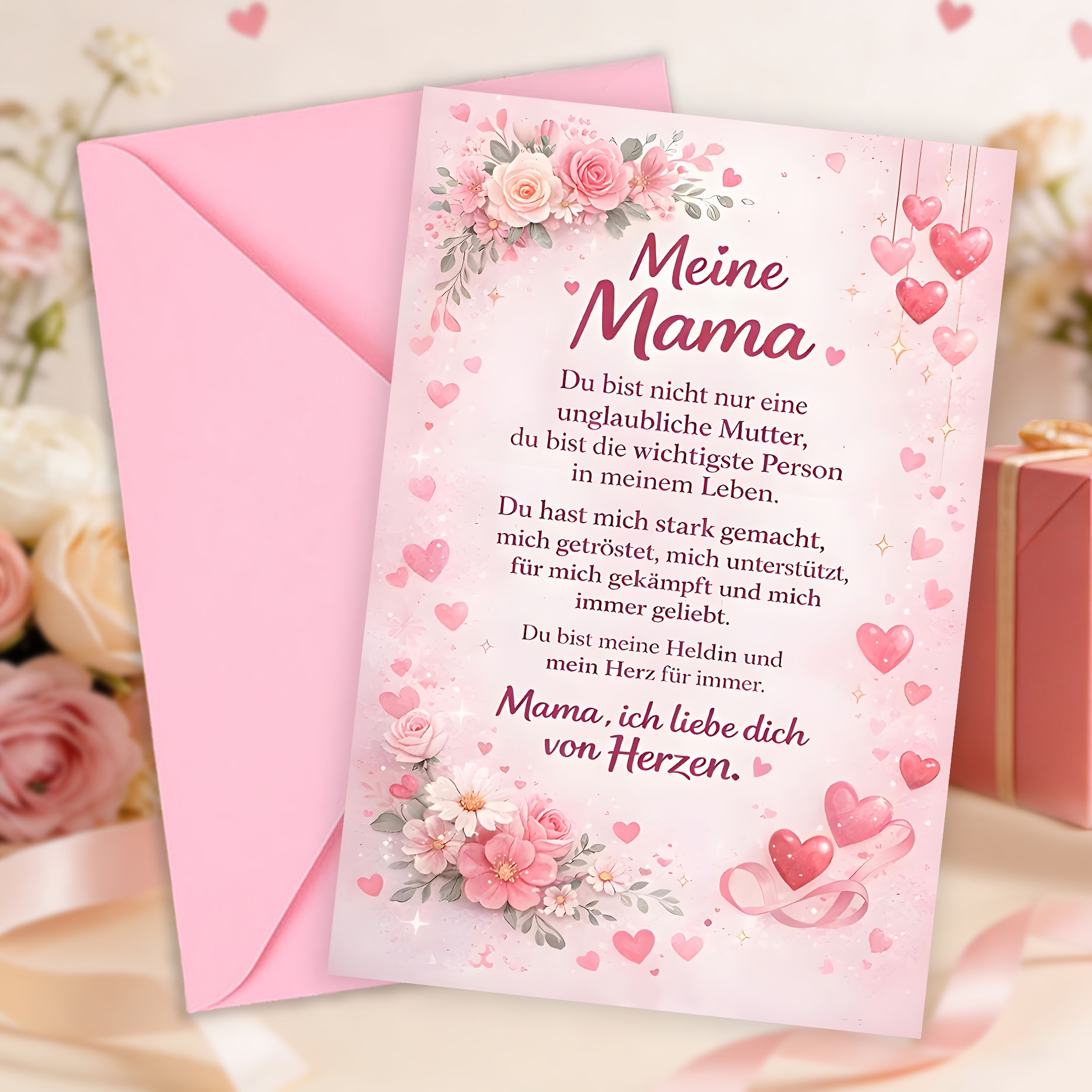 Image of 1pc German Elegant Floral With Envelope - Mother's Day Card For Mom And Grandma | Birthday And Thanksgiving Gifts For Women | Expressing Love And Gratitude