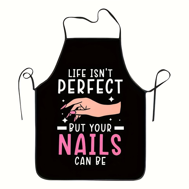 

1pc Waterproof Apron With Cute - Fashion Polyester Kitchen Apron For Hairdressers, Nail Artists, Cooking & Baking, Woven 100% Polyester Fabric, Plus Size Apron