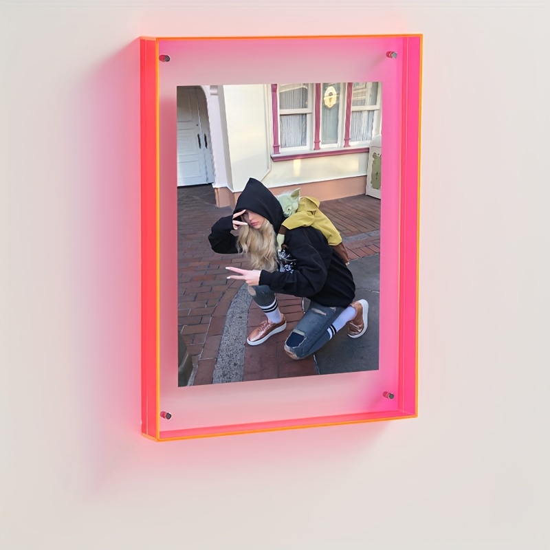 vibrant acrylic floating frame with   design colorful light     desktop display photo frame vibrant border durable acrylic   decor