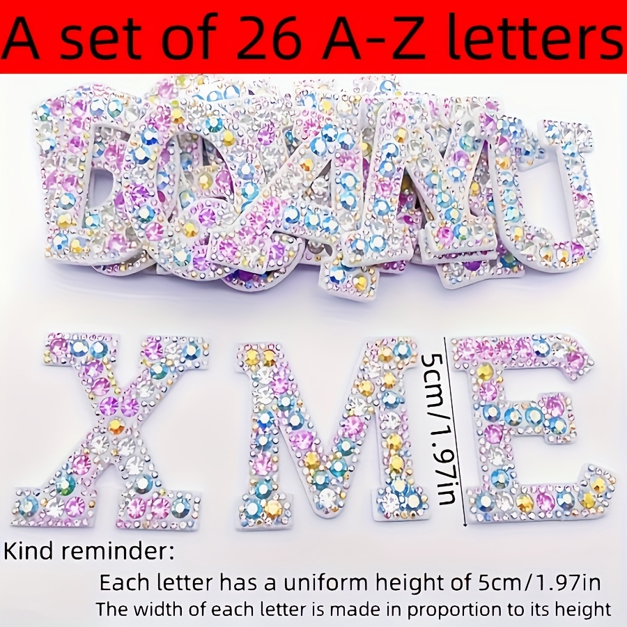 Image of 26pcs Of A-z Mixed Color Rhinestones, English Letters, Iron Stitching Patches, Badges, 3d Patches, Hats, Jeans, Stickers, Clothes, Diy Crafts, Decorative Accessories