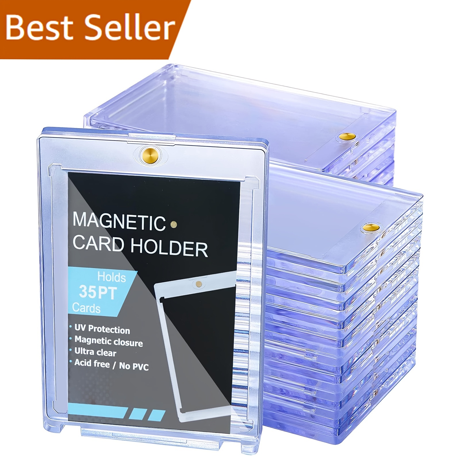 

35-pocket Magnetic Card Holder, High- Polymer, Uv Protection, Clear Display Case For Trading, Sports Cards, Universal Fit, Ideal For Thanksgiving, Christmas, Halloween, New Year, Father's Day Gifts