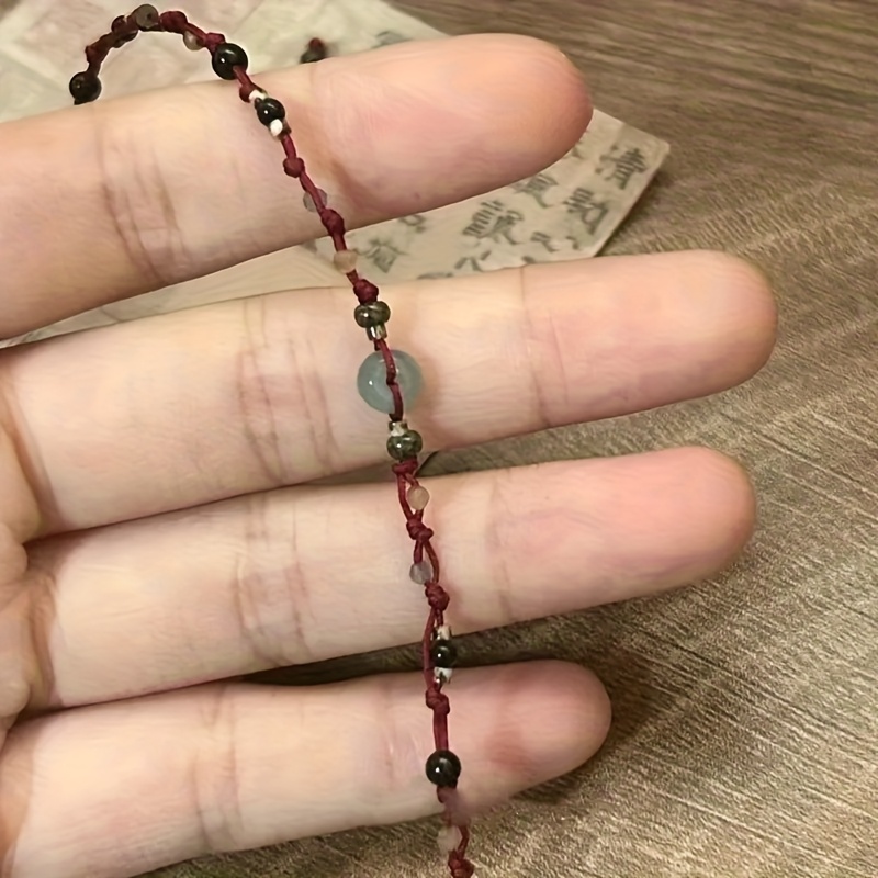 TEMU Retro Chinese Handmade Woven Bracelet, Autumn Winter Couple Peace Bead String, Wedding Gift, Spring Summer Fall Winter, Chinese , Bohemian,
