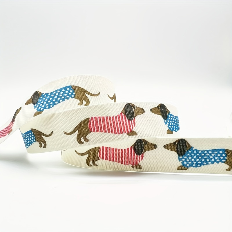 Image of 1pc 10mm 15mm 25mm Handmade Design Printing Dachshund Ribbon Cotton Ribbon For Sewing Fabric Christmas Decoration