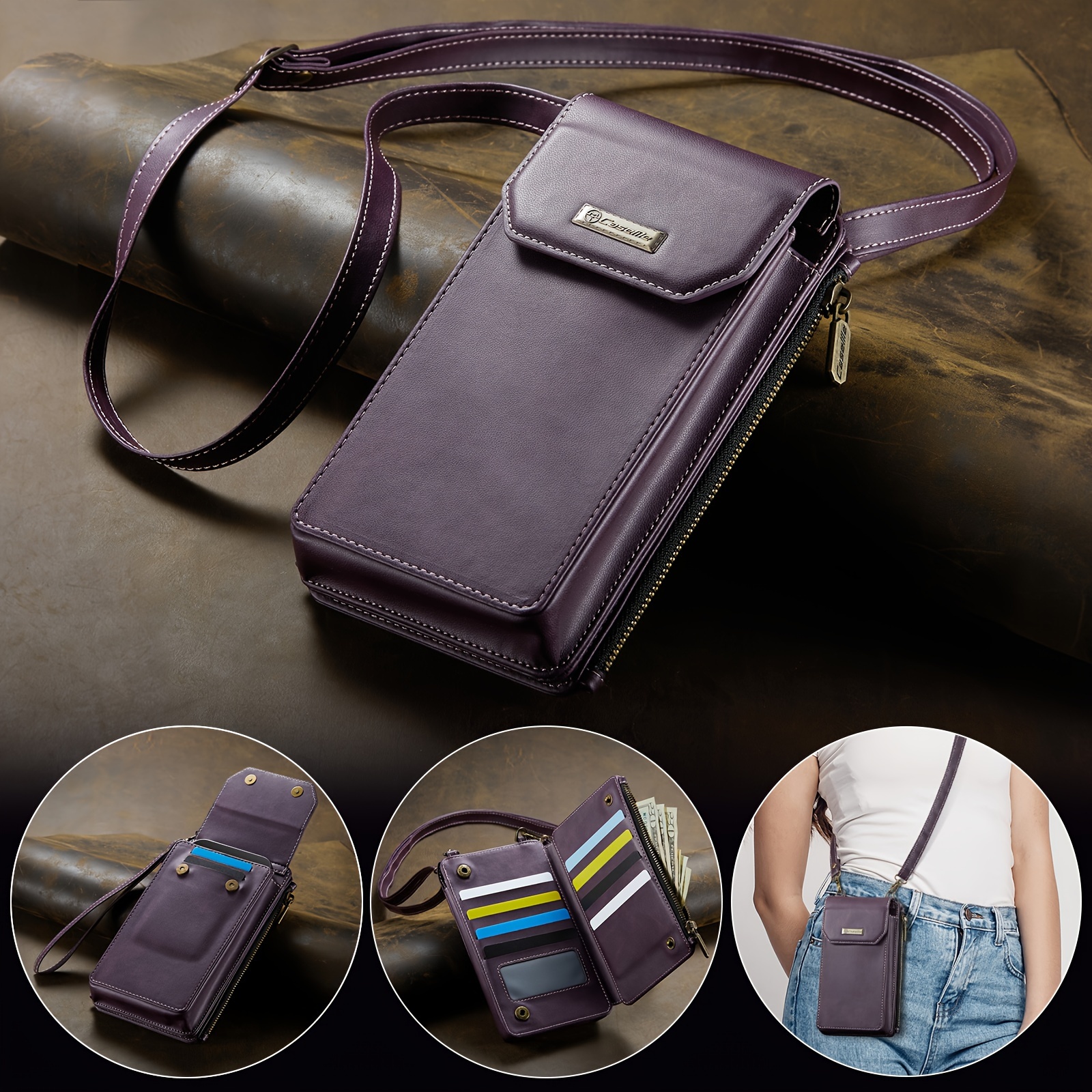 

Crossbody Phone Bag With Card Slots For Women, Rfid Blocking Shoulder Handbag Strap Little Wallet Purse