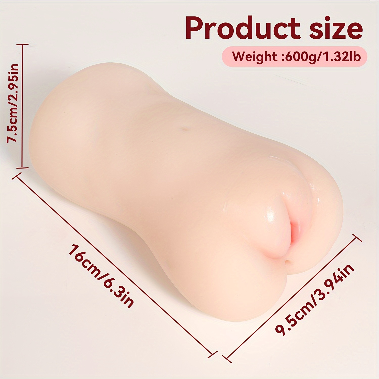 AMAY Dual-Channel Realistic Pocket Pussy - 1.32lb TPE Male Masturbator, Lifelike Vagina & Anus, Handheld, Enhances Pleasure with Unique Textures, Battery-Free Adult Toy