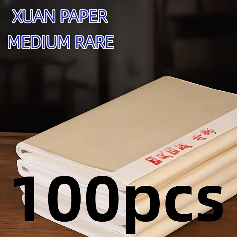 

100 Sheets Rice Paper For Chinese Painting, Calligraphy & Ink Art - Half-cooked Thick Xuan Paper - Ideal For Beginners Art Supplies