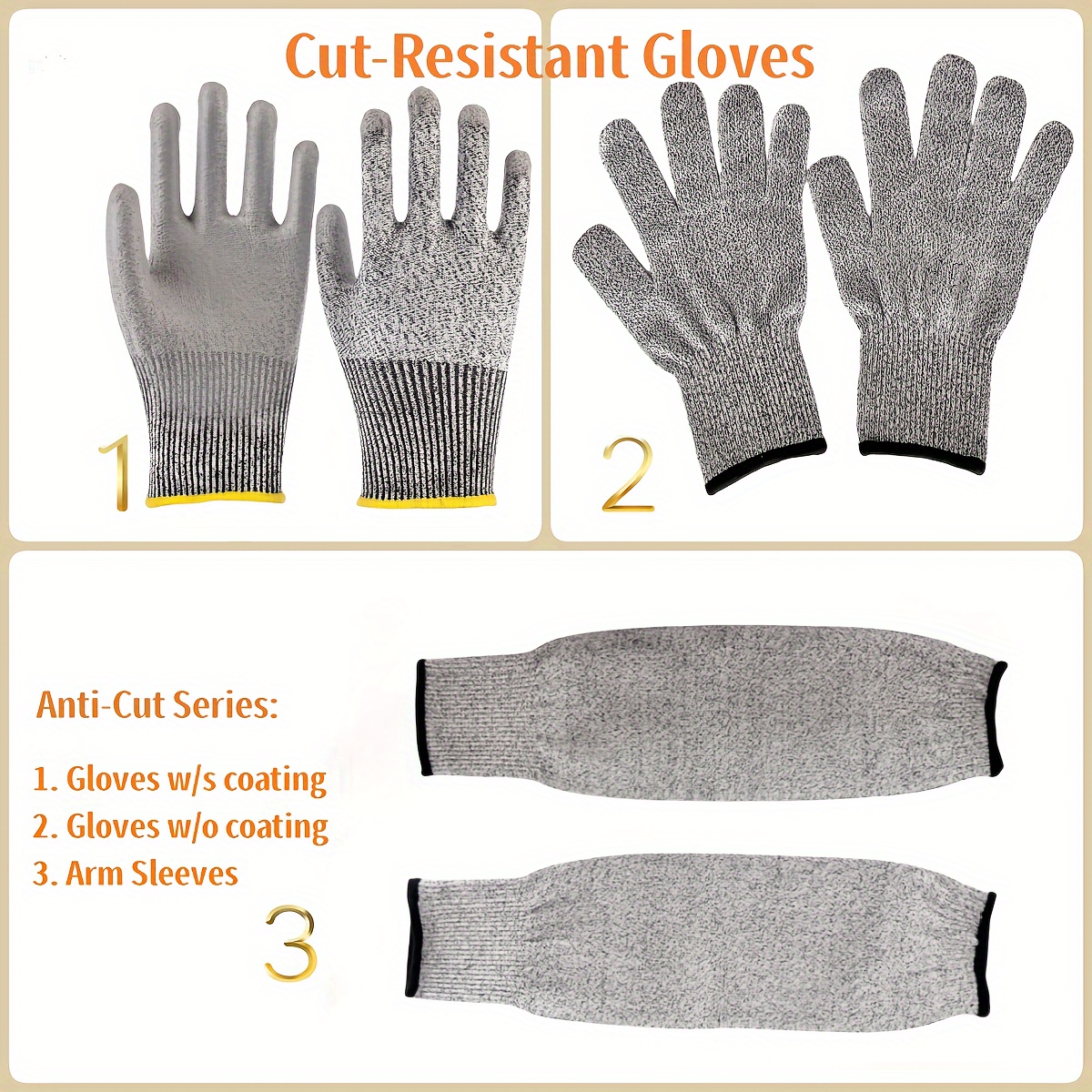 

1 Cut- Gloves , 5 , -splash, , Polyester Arm Sleeves For , , Meat Handling, Woodworking,