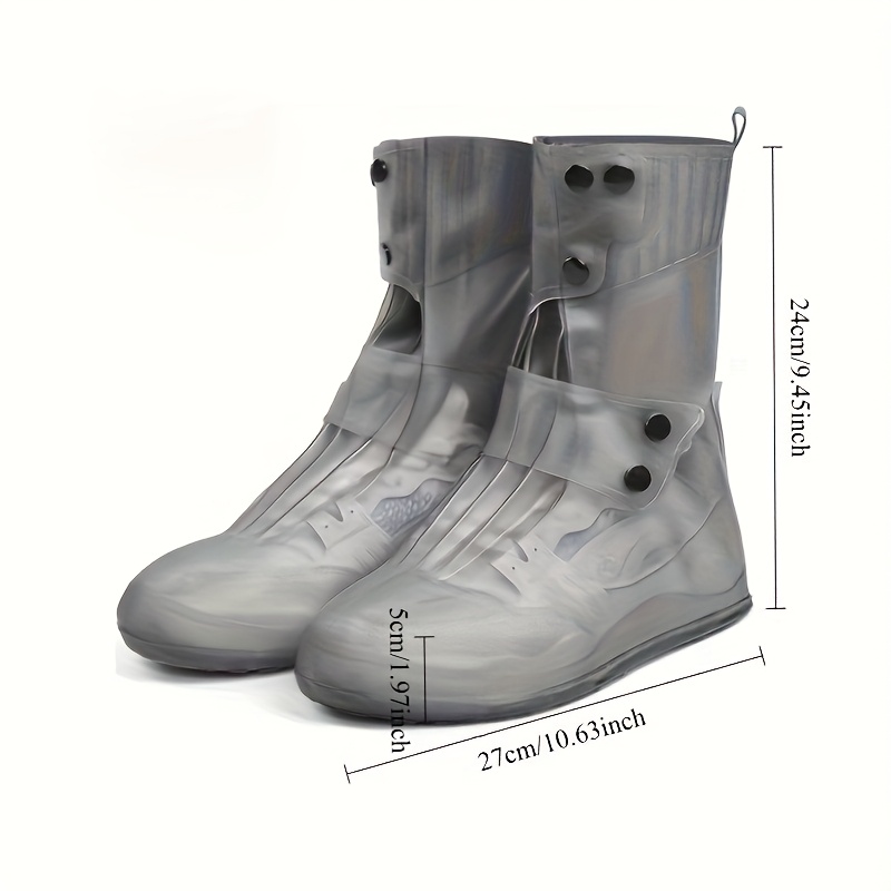 TEMU Waterproof Silicone Shoe Covers - Anti-slip Reusable Foldable Boot Protectors With Double Button Design & Thick Sole For Rainy Snowy Weather,