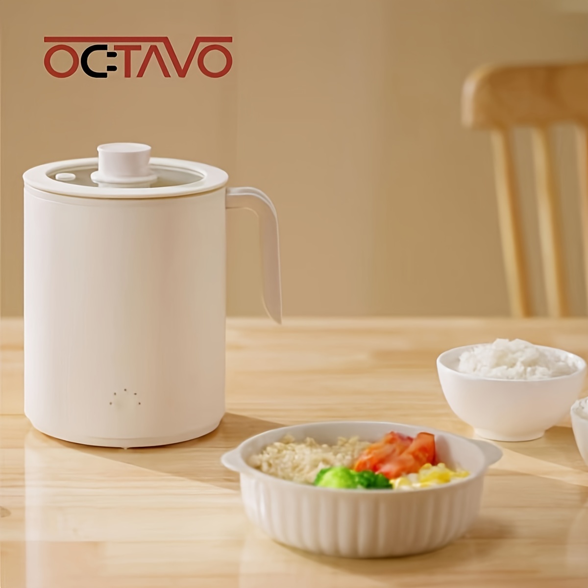 

Octavo Mini Rice Cooker, Rice Cooker 1.0l 5 Preset Function With 4/6/8 Delay Timer, Small Rice Cooker For 1-2 People, Maker