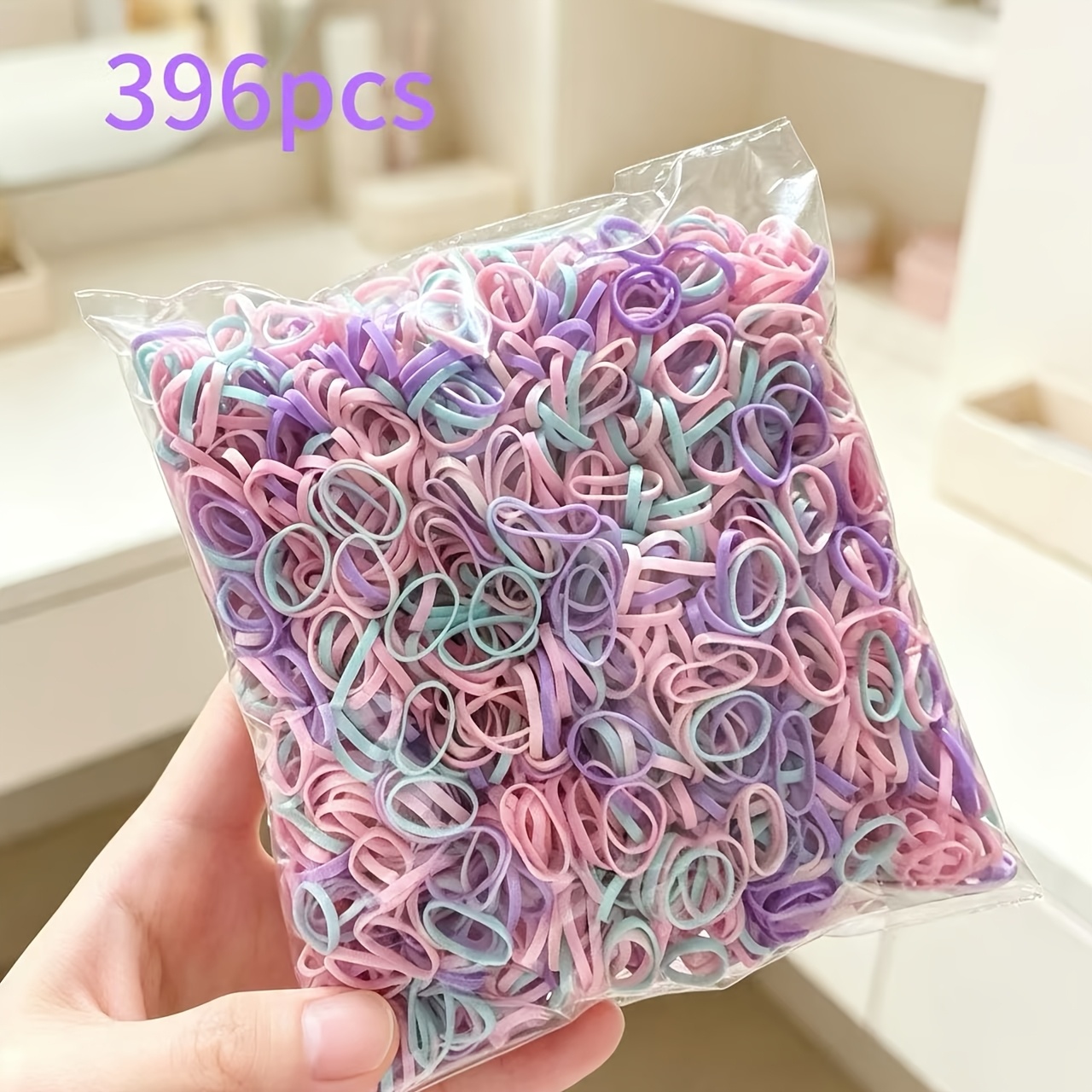 TEMU Lot de 396 élastiques à cheveux pour coiffures Y2K, bandes jetables à haute élasticité colorées, pour chignons, queues de cheval, à faire