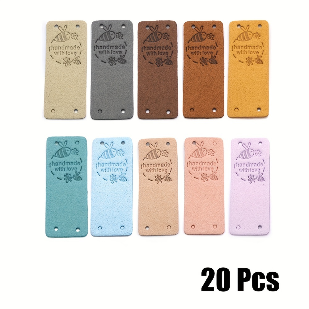 Image of 20pcs Tag Bee Labels Embossed Tags With Holes Sewing Tags Sewing Crochet Garment Supplies