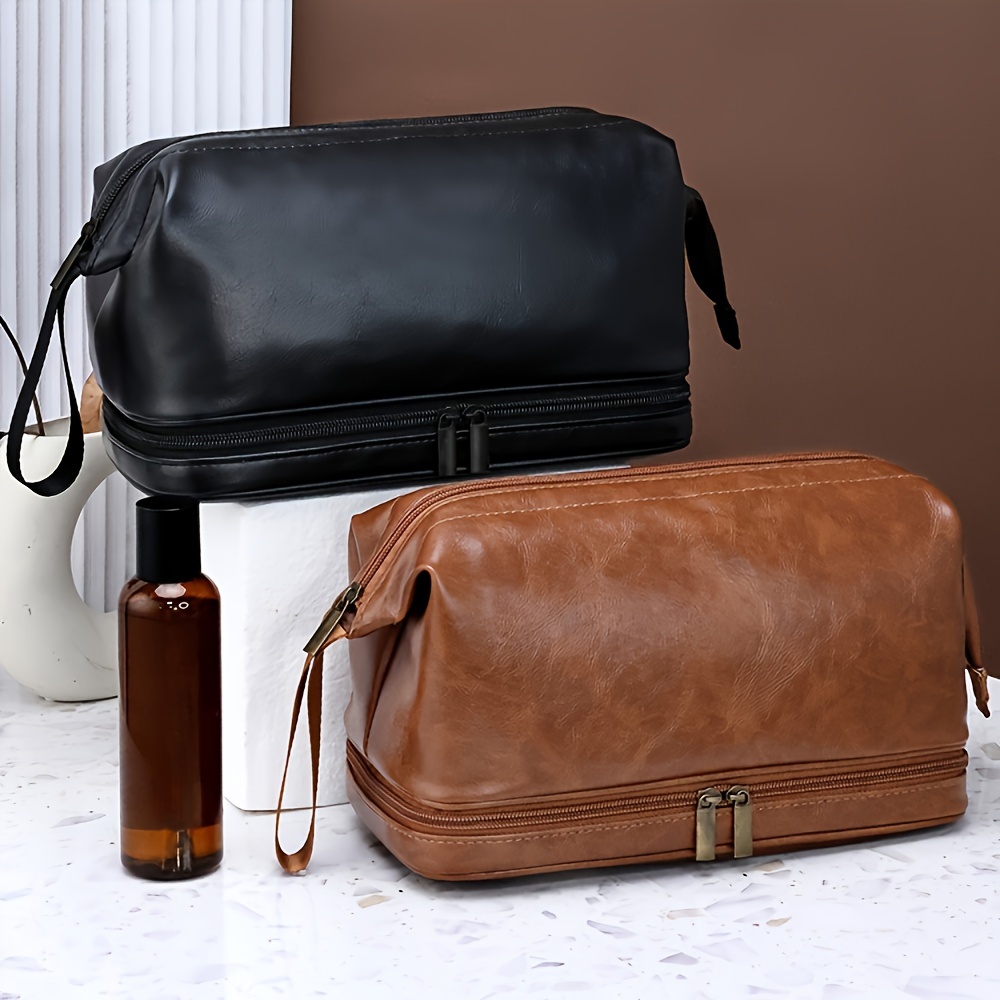 

Men's Business Travel Toiletry Bag - Leather, -free, Ideal For Cosmetics & Accessories Storage