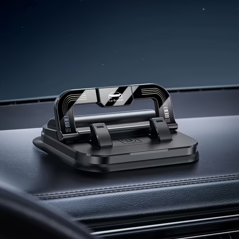Image of 360° Rotatable Car Phone Holder With Abs & Non-slip Base, Adjustable Dashboard/desk/ Use Compatible For Iphone & Smartphones - Rotating Arm For Driving, Navigation, Video Calls