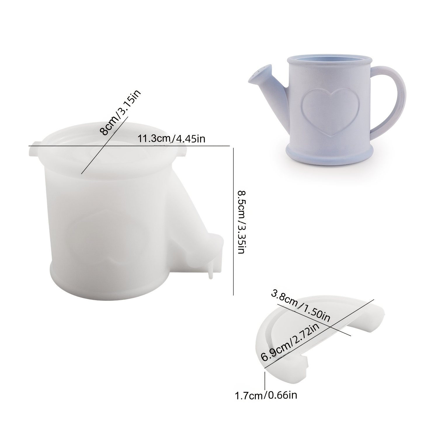 TEMU 1 Set Kickmove Diy Clay Mold Suitable For Resin, Plaster, Cement & Wax - Heart-shaped Shower Head, Vase, Candle Cup, Storage Jar Mold With