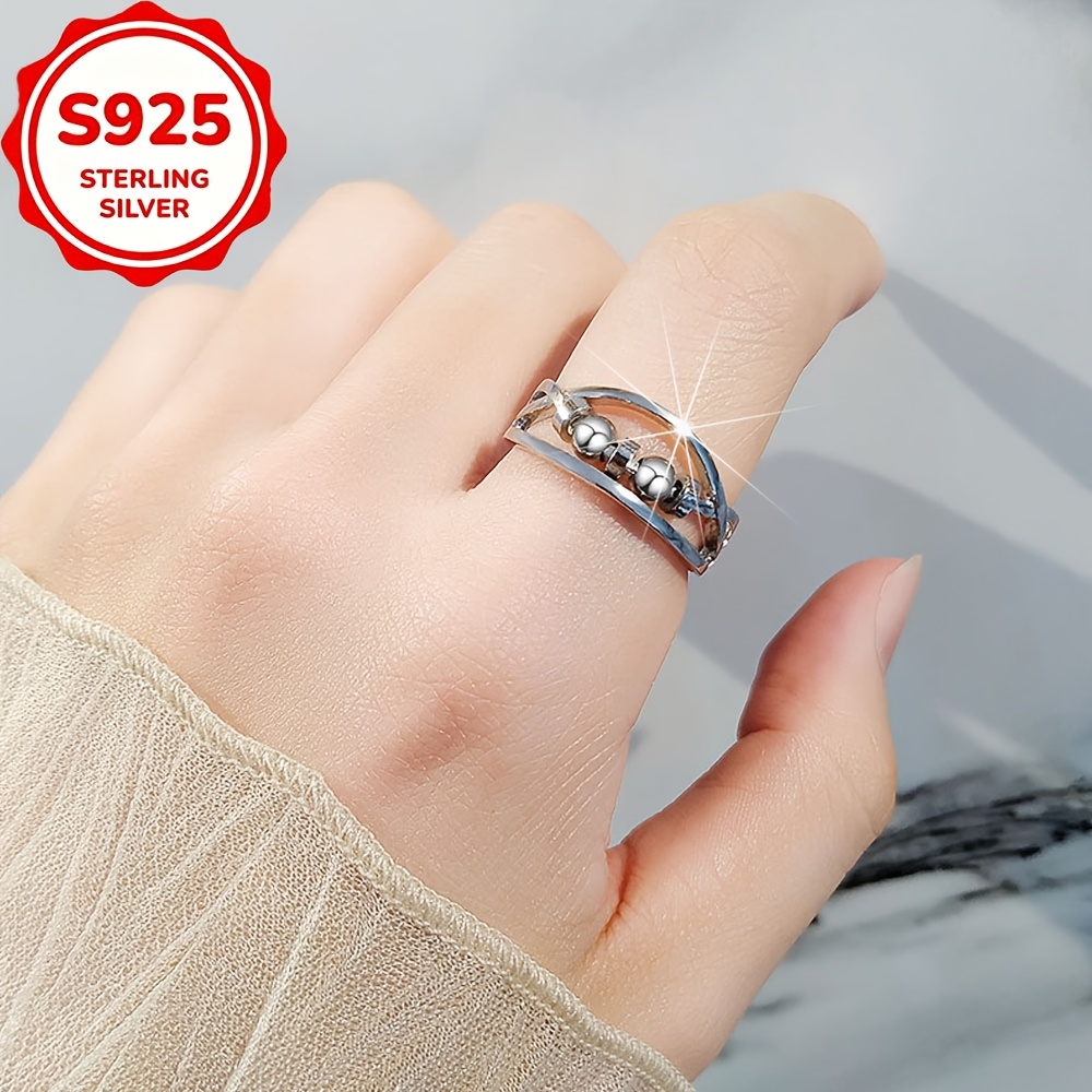 Women's S925 Silver Double Layer Cross Entanglement Open Ring
