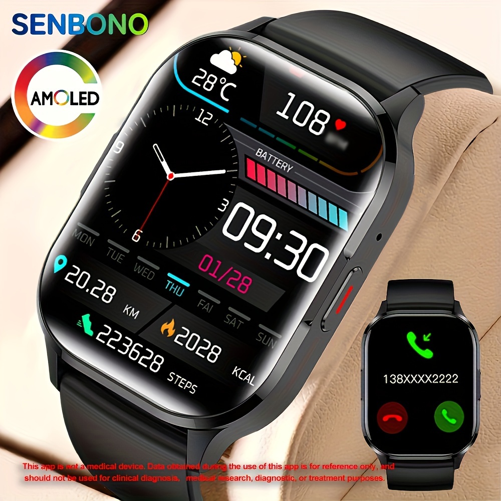 

Senbono For Men , 2.01inch Amoled Hd , Wireless And Answer , , , , Multiple For Men, Functions , For Men/