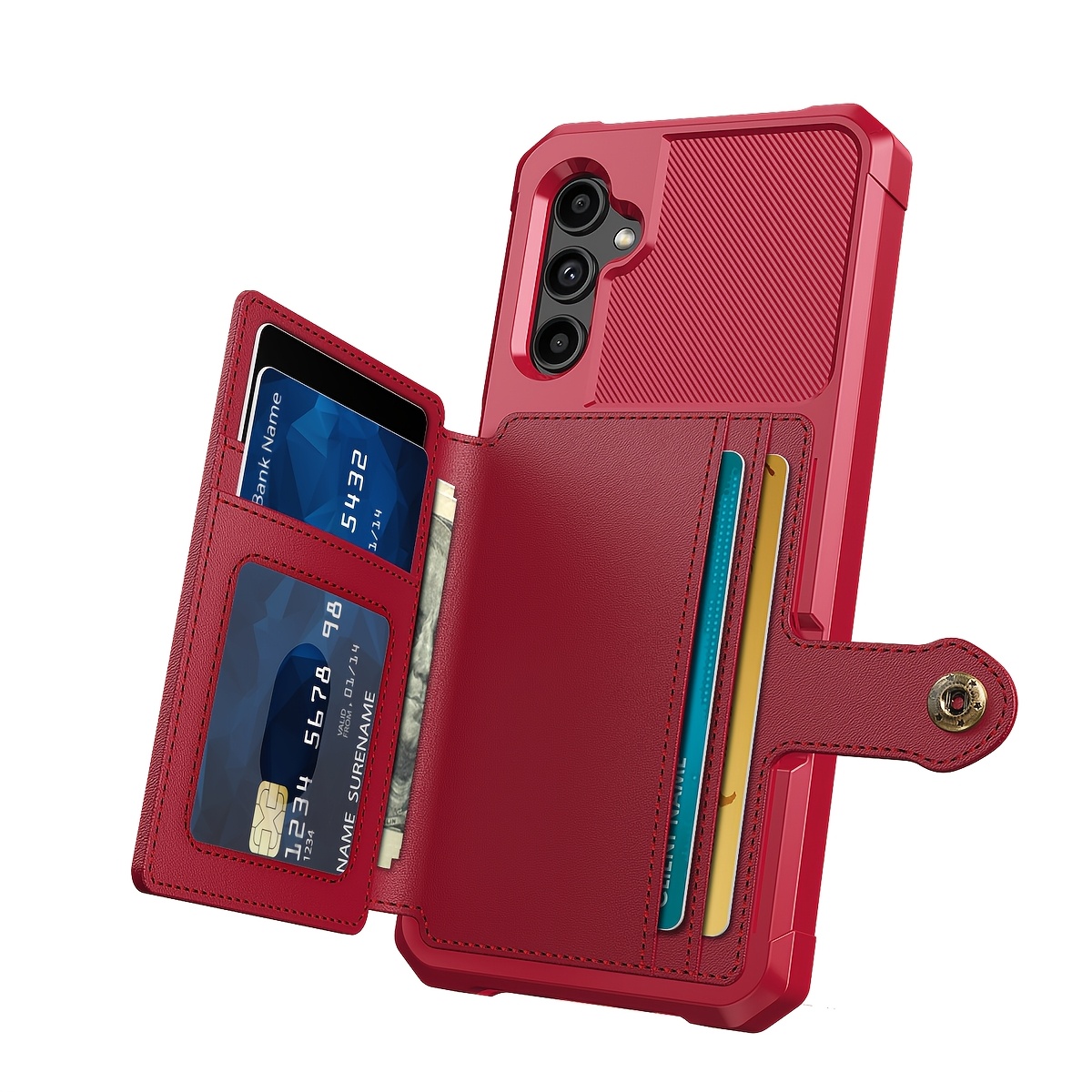 ZM03 Card Holder Faux Leather Case for 5G 5G Mobile Phone, with Card Slot, Compatible with Magnetic Car Mount, Heavy Duty Shockproof Durable Soft TPU Back Faux Leather Flip Wallet Cover - Image 22