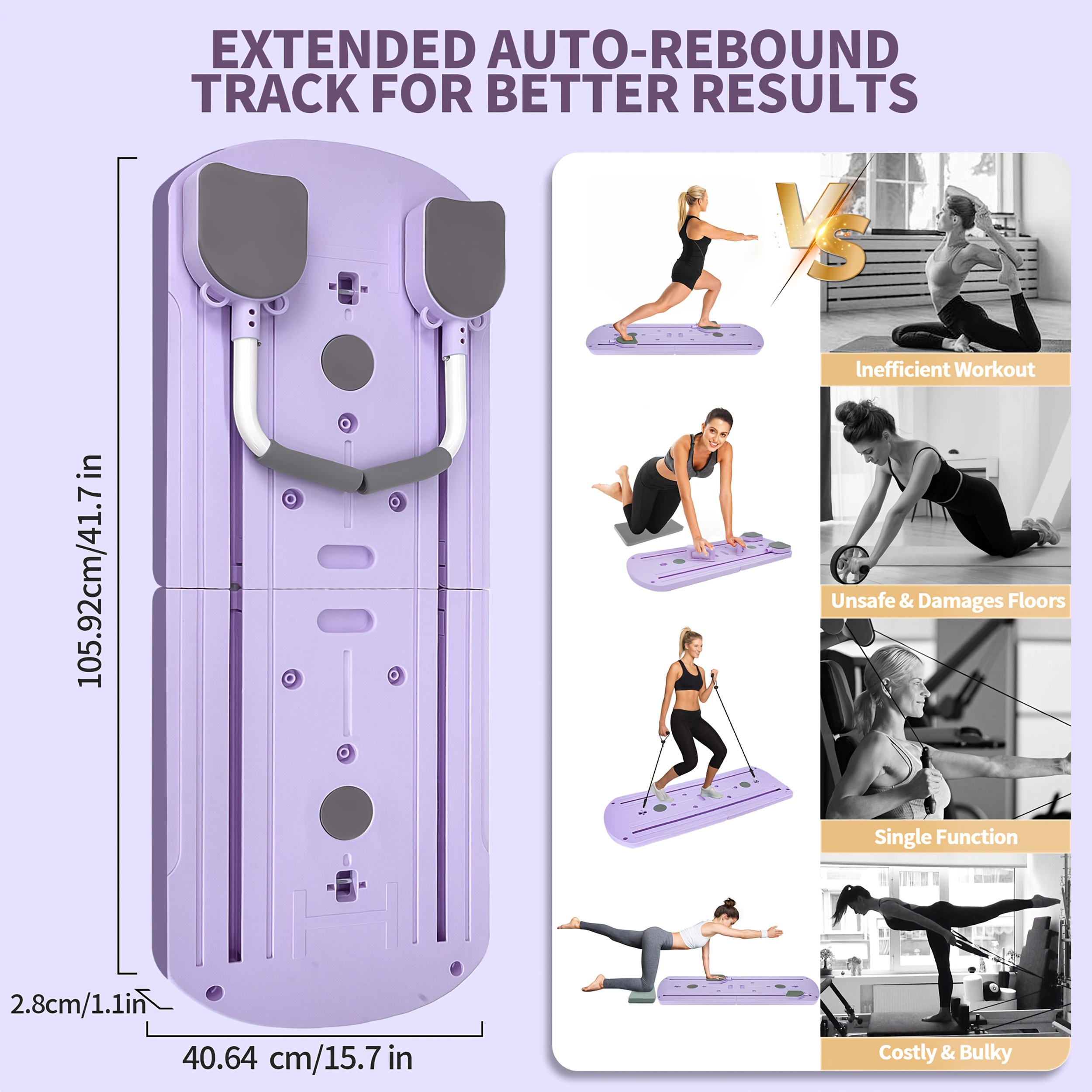1pc 8-in-1 Multifunctional Foldable Pilates Board - Full-Body Workout Platform with Core, Hip, Leg, Arm Exercises - Compatible with Resistance Bands (Home Gym Equipment) - Space-Saving Foldable Design, Non-Slip Surface - PP Material for Stability - Ideal for Beginners, Advanced, Men & Women - Perfect Gift for Women's Day, Housewarming - Purple Fitness Trainer, Gym Accessories, Educational Fitness Gear, Core Training, Compact Design, Stable Base, Beginners Workout