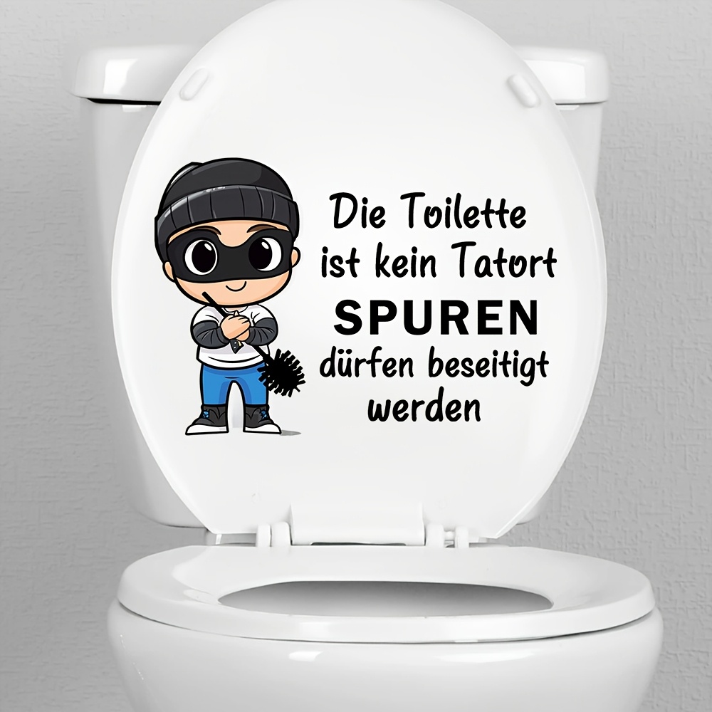 Image of 1pc German Toilet Lid Decal - "the Toilet Is Scene" Peel And Stick Vinyl Wall Sticker For Bathroom, Removable Home Art Decor With Design, Compatible, Toilet Stickers Decals