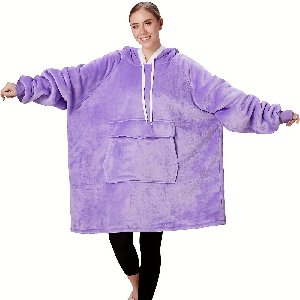 

Qeils Wearable Blanket Hoodie, Oversized Comfy Sherpa Sweatshirt Pullover Jacket (large Pocket, Violet, Adult)