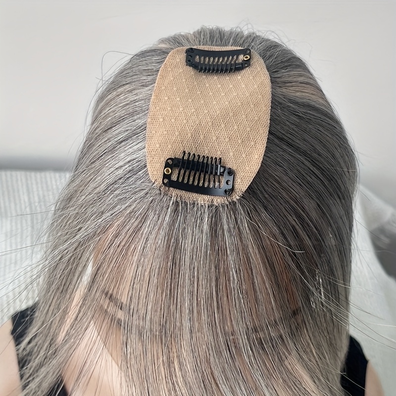 Image of Women's Topper With Bangs Natural Human Hair Women's Top Hairpiece For Thinning Hair - Realistic Scalp Seamless Full Machine Weft & Undetectable Trimmable Fringe For Gray Coverage