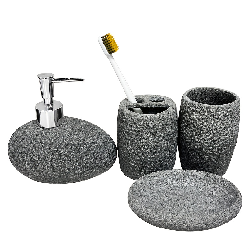 European-style Bathroom 4pcs Set, Resin Sandstone Washing Sets, Suitable for Hotels, Homes, and Bathroom Supplies.