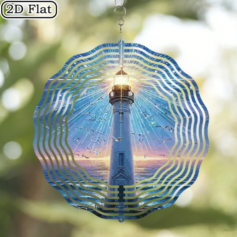 TEMU 2d Flat, 1pc Rotating Nautical Lighthouse & Hanging Decoration - Heavy-duty Iron Lighthouse With Rotating Beam, No Electricity Needed -