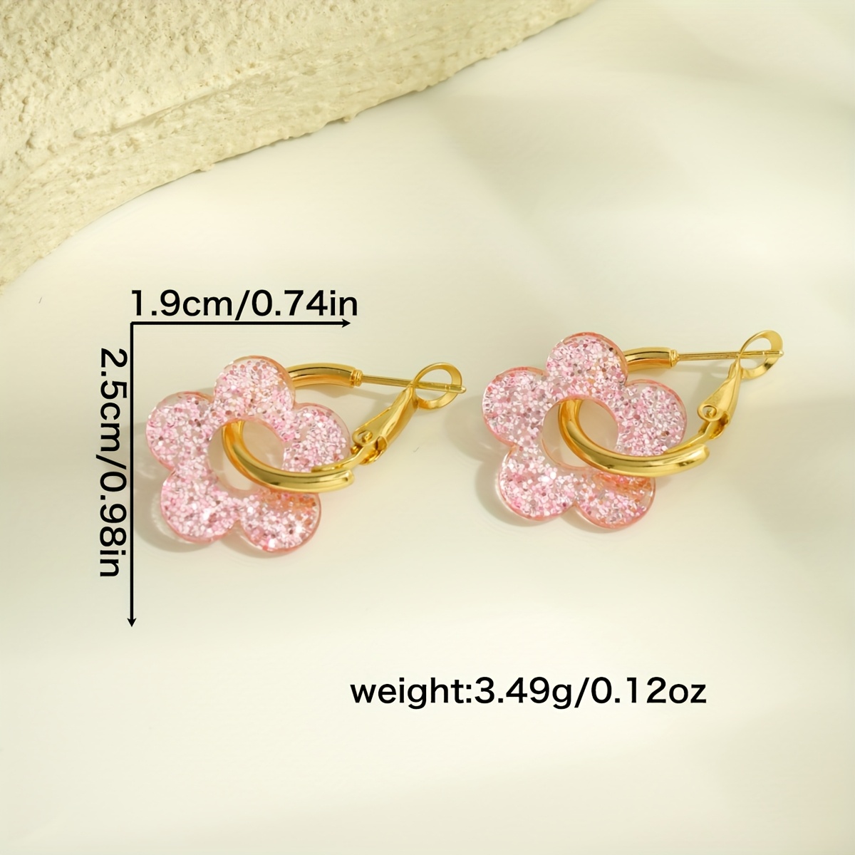 Acrylic Starlight Pink Flower Dangle Earrings for Women