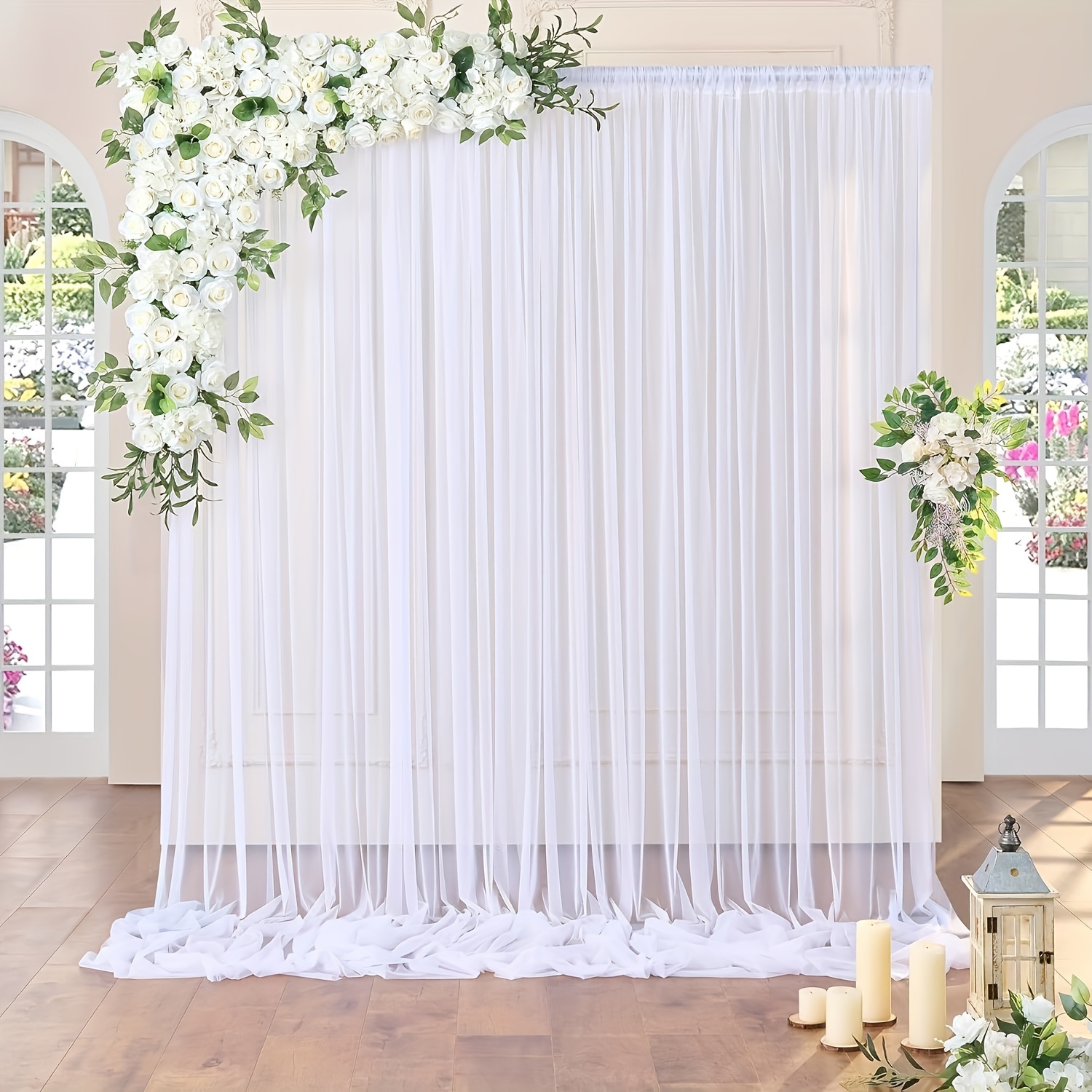 

2pcs Sheer Curtains For Weddings, & Bridal Parties - Polyester Backdrop For , No Needed, For 's Day &