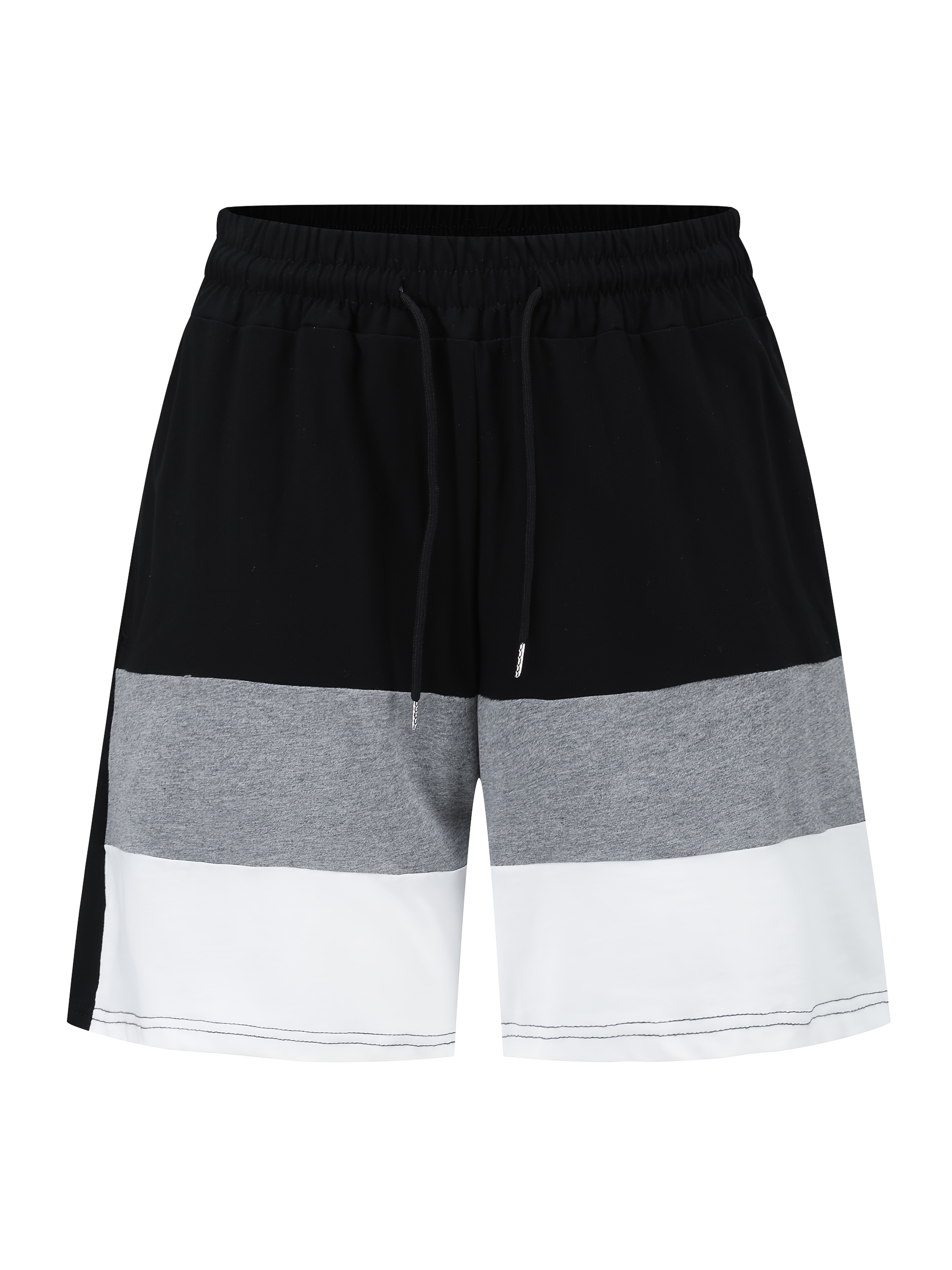 Men's Spring/Summer Casual Sports Hooded Short Sleeve T-shirt + Shorts Set Three-Color Contrast Design Outdoor Sportswear