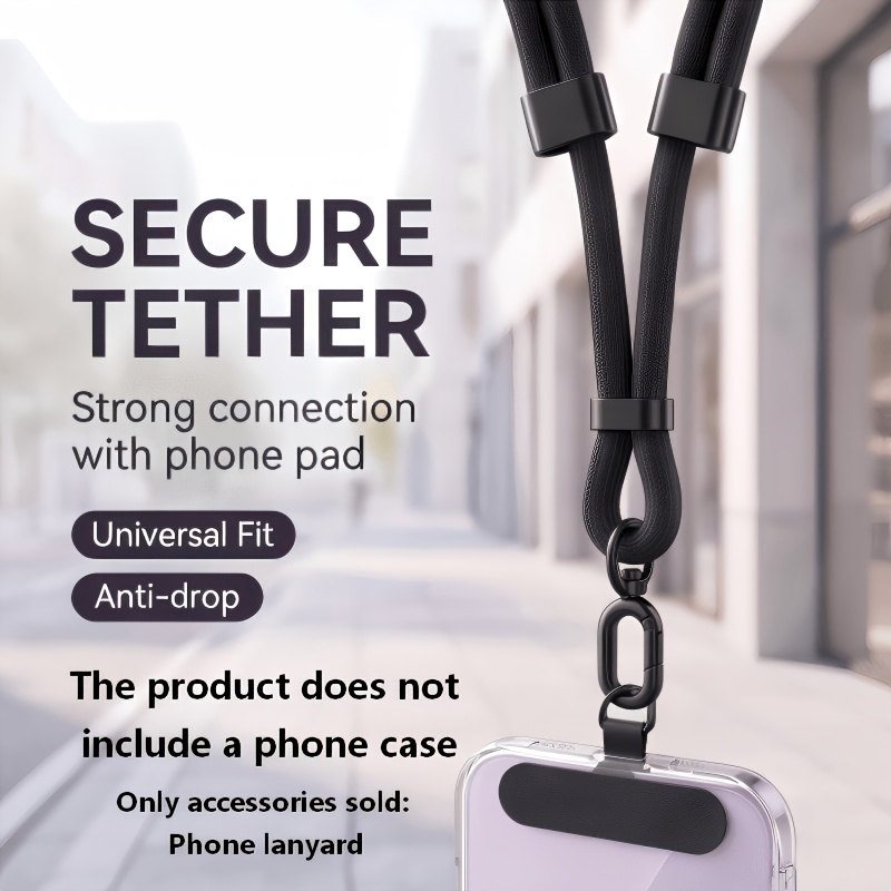 TEMU Adjustable Crossbody Phone Lanyard, Thick Polyester Woven Phone Strap With Alloy Buckle, Oxford Cloth Phone Pad, Anti-drop Smartphone Tether For