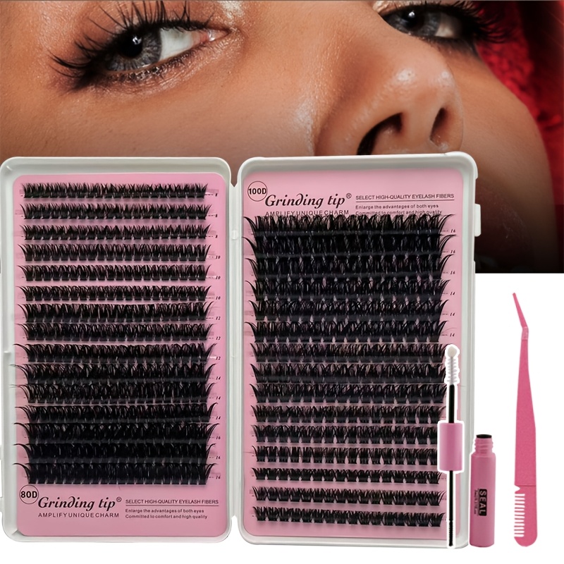 80/100d Self Grafting False Eyelash Set With 480 Clusters, Large Capacity Of 8-16mm, Mixed Length Needs. Suitable For Natural Makeup, Thick Makeup, Easy To Create Thick Big Eyes