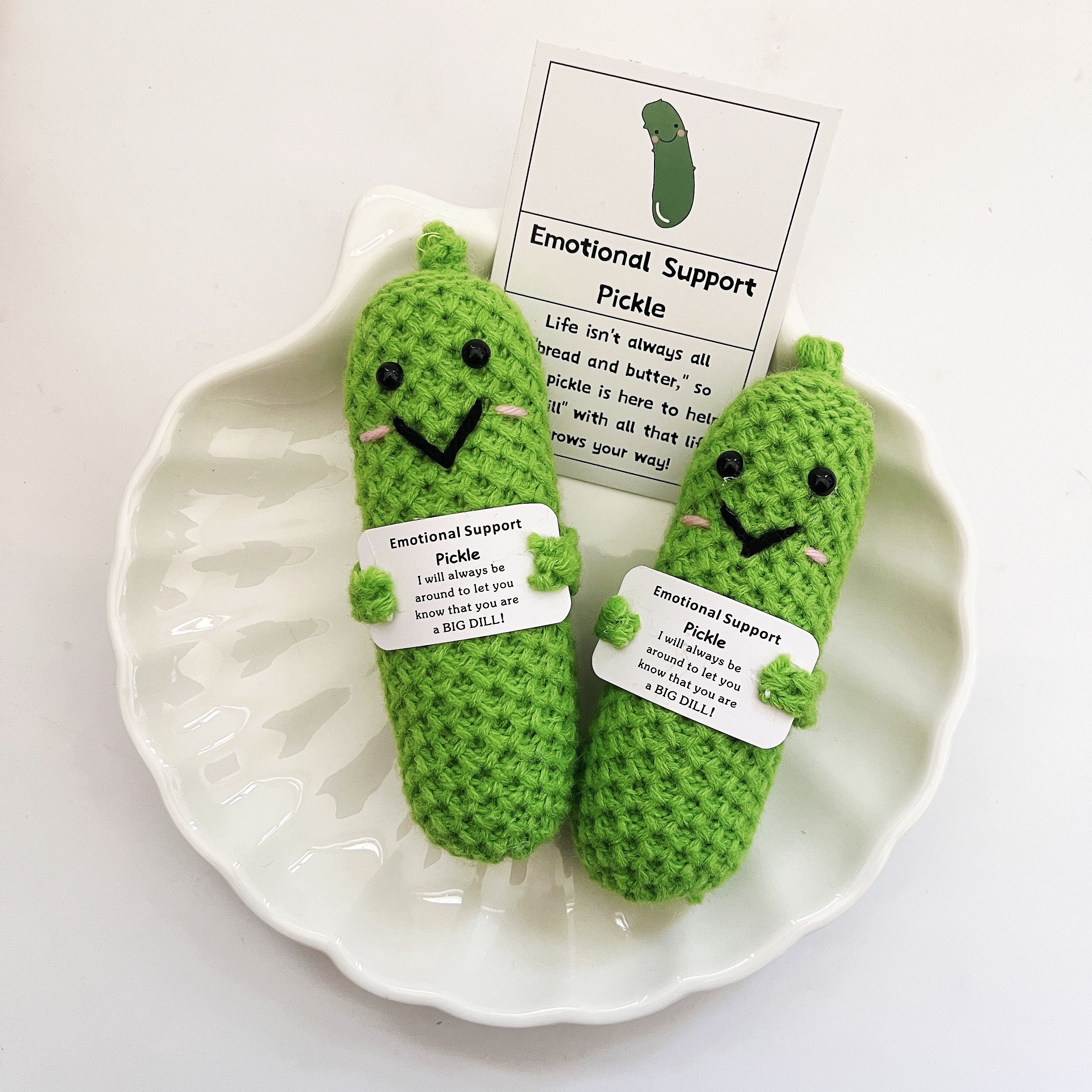 Handmade Emotional Support Pickled Cucumber Gift Cute Crochet Pickled  Cucumber Knitting Doll Christmas Pickle Ornament