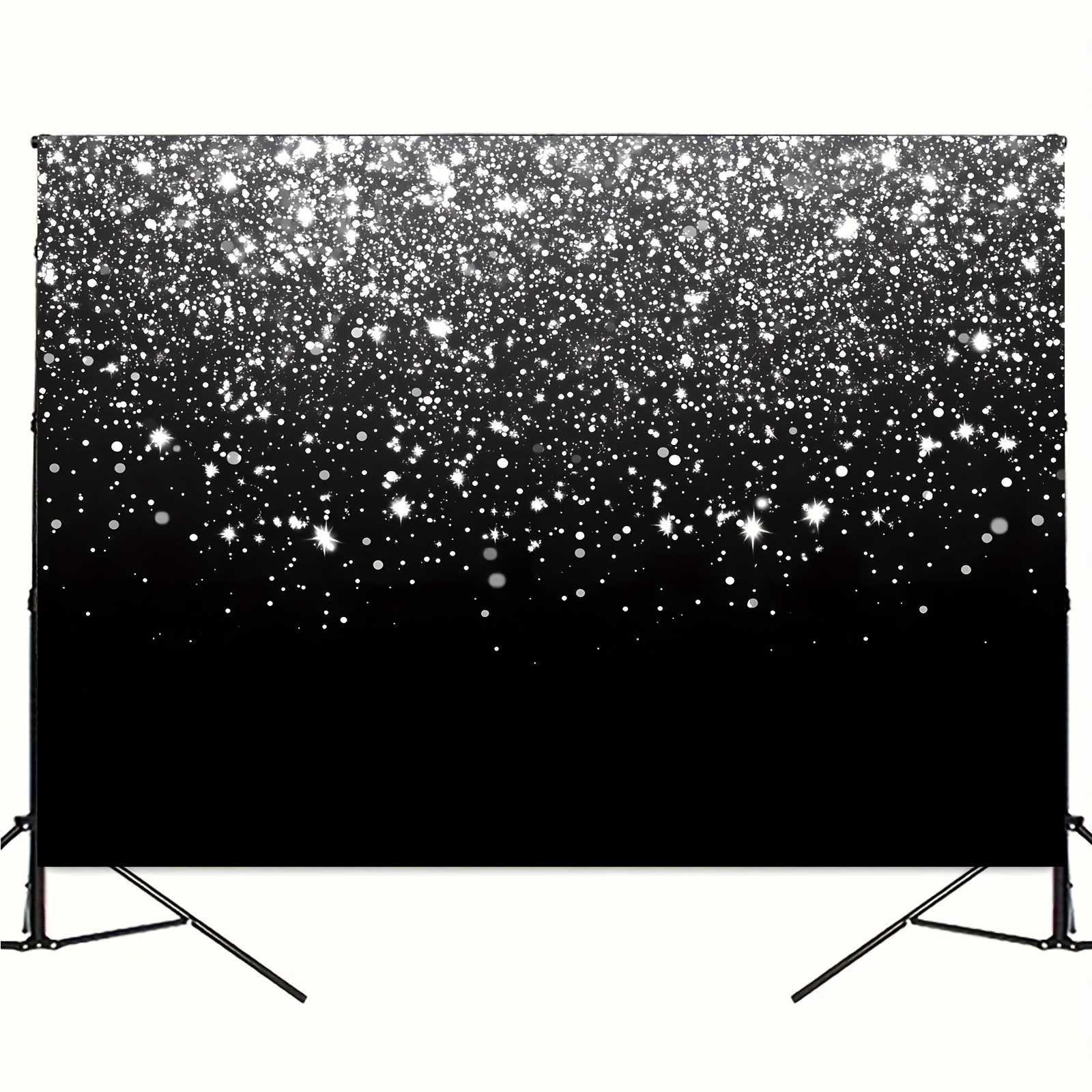 Black And Silvery Shiny Snowflake Photo Booth Backdrop