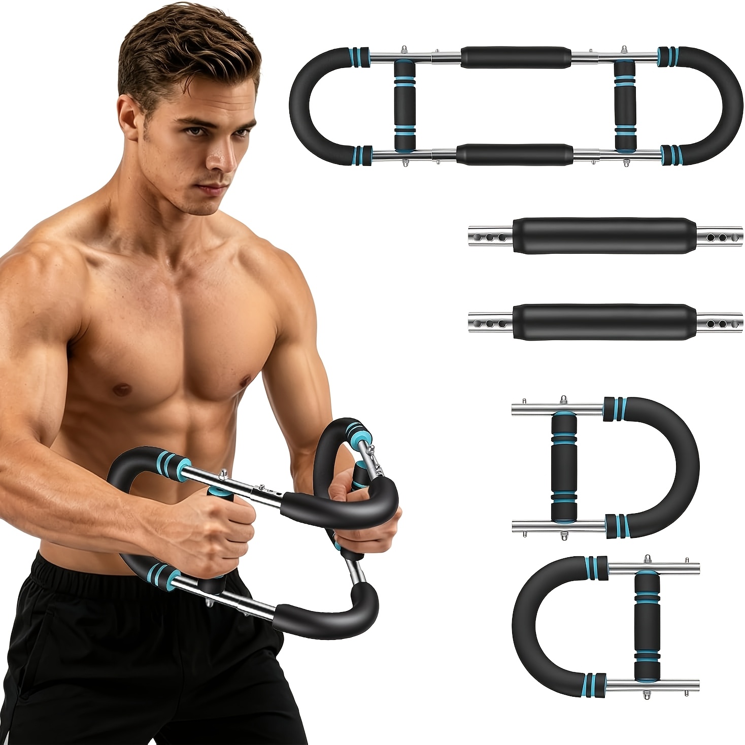 Arm Trainer 3 Levels Resistance, Adjustable Chest Trainer With 30/40/50kg, Portable U-type Arm Twister For Biceps, Triceps & Back, Multifunctional Fitness Equipment For & Rehab