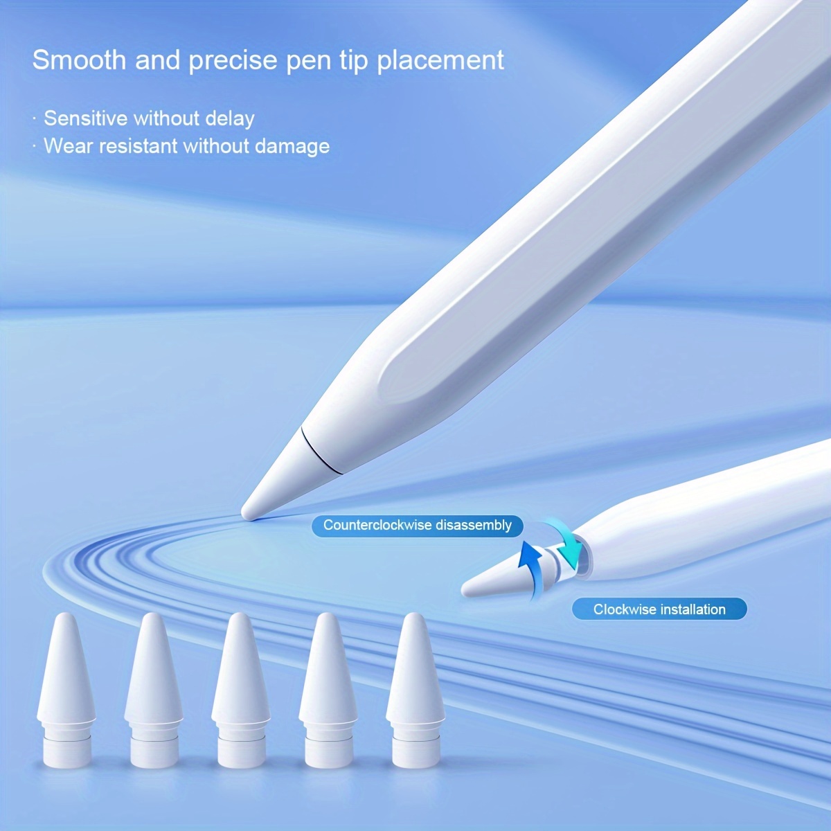 

5-piece Active Replacement Tips For Pencil 1st & 2nd Gen - Smooth Writing Stylus Heads