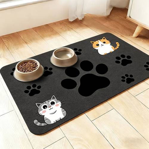 soft and pet feeding mat splash proof moisture absorbent non slip durable and easy to clean in white dark gray and blue suitable for cats and dogs this washable food and water bowl mat perfectly the problem