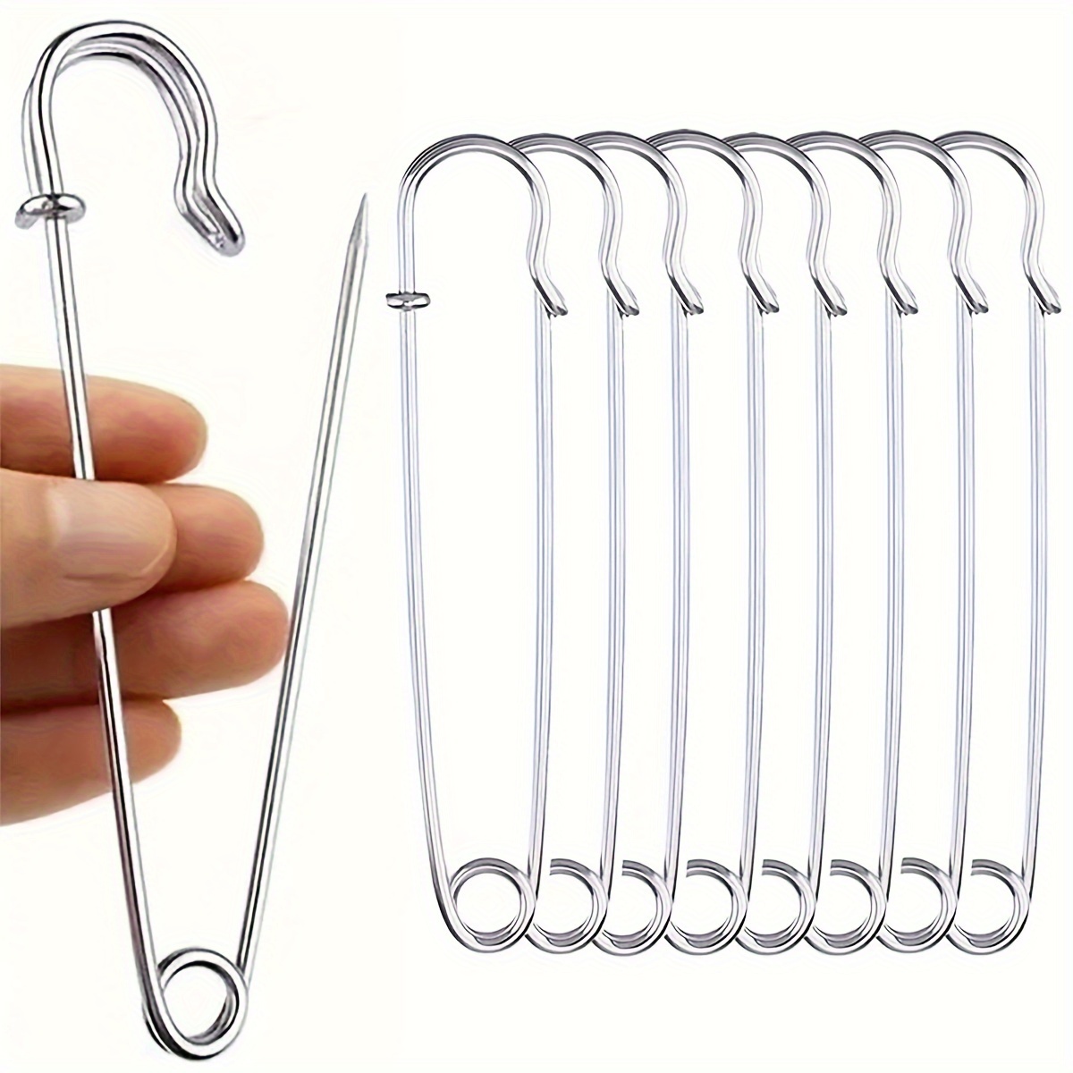 

Set Of 10 Stainless Steel Safety Pins - Heavy-duty, Diverse Sizes, Spring Lock Pin Set For Sewing, Quilting, Blankets, Diy Fashion, Home Decor & Crafts - & Sewing Accessories