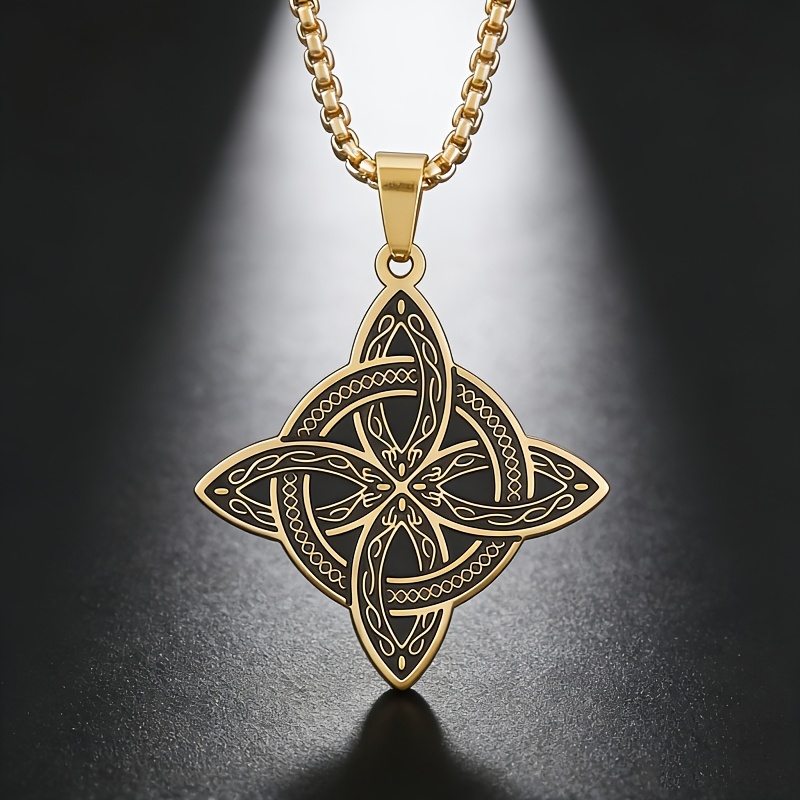 Image of 1pc 304 Stainless Steel Celtic Knot Pendant Necklace, Men's And Women's Irish Knot Love Jewelry Gift