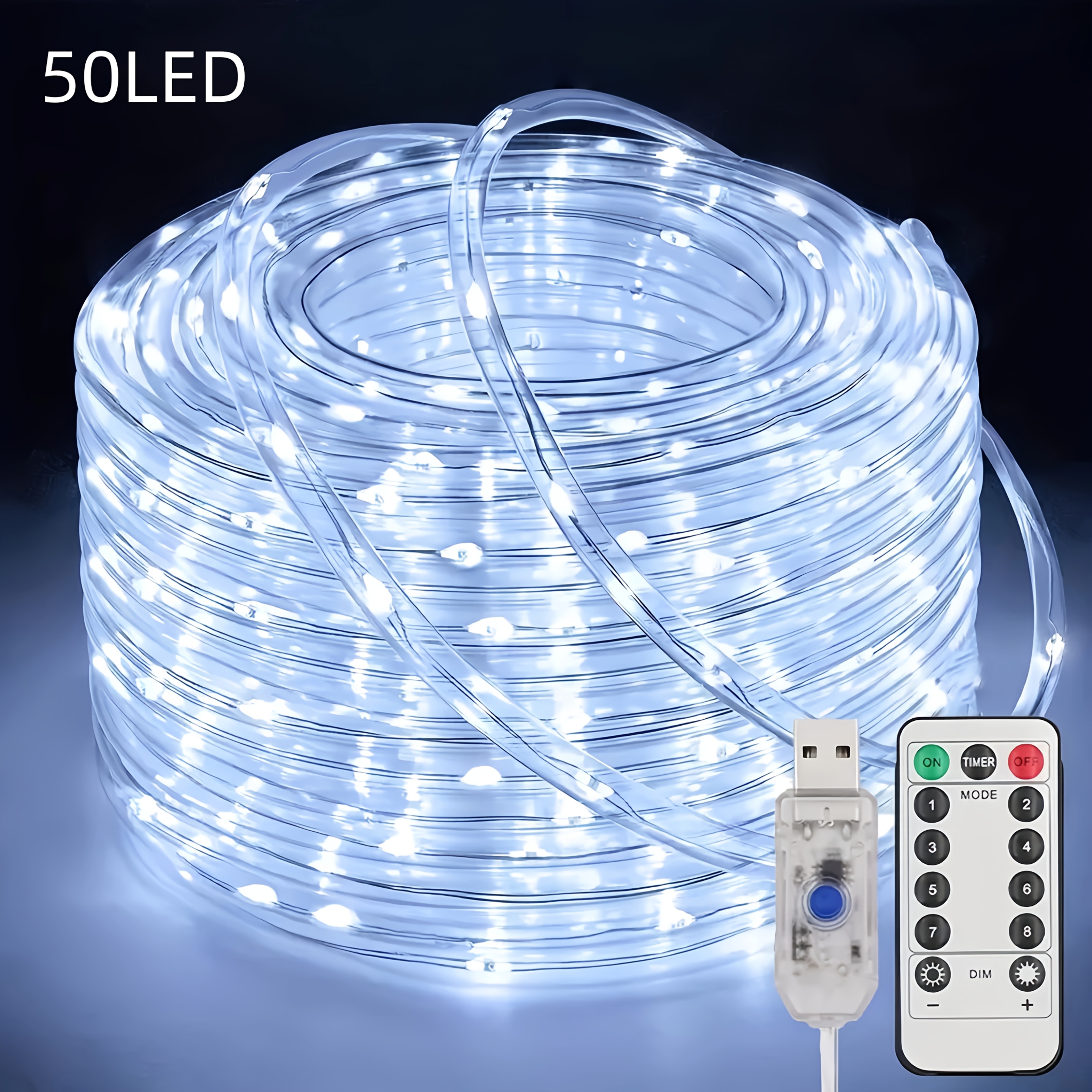 צינור led לחג המולד, זמין בתצורות   50/100/200 עם usb, כולל 8 מצבים שונים ושלט רחוק. מושלם לקישוט בריכת השחי שלך, החצר או לקמפינג במהלך ליל כל הקדושים וחג ההודיה