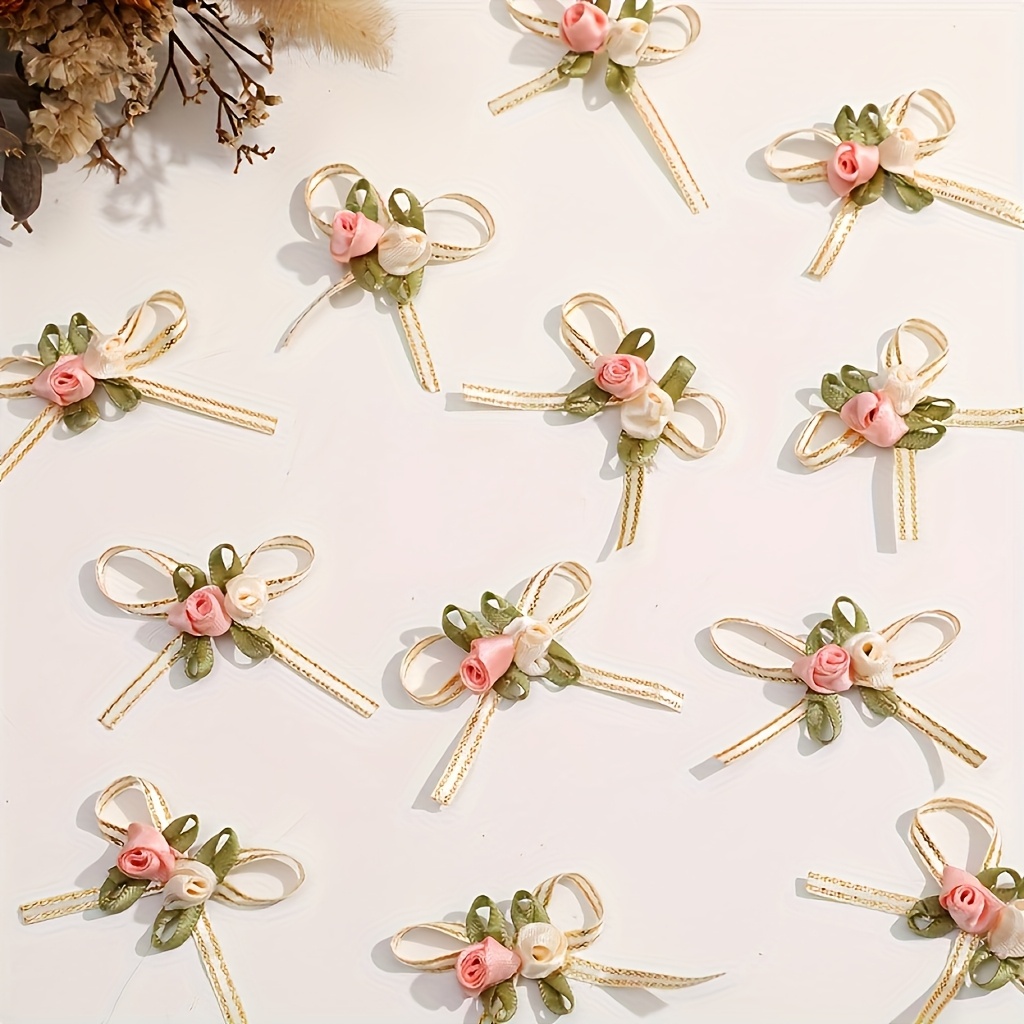 50pcs High-Quality Polyester Elegant Rose Bows