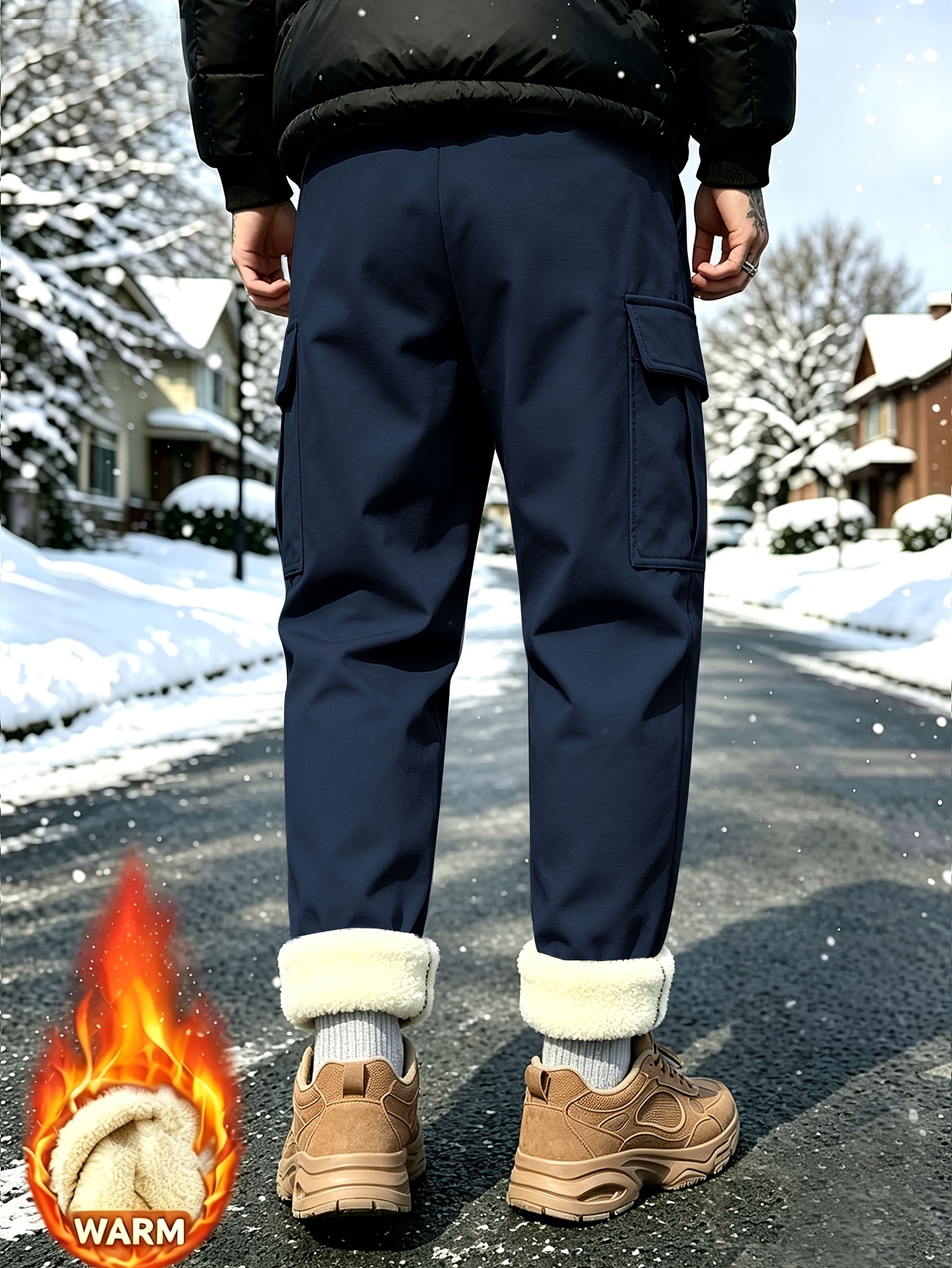 Men's Cargo Jogger Pants for Autumn/Winter with Drawstring Waist