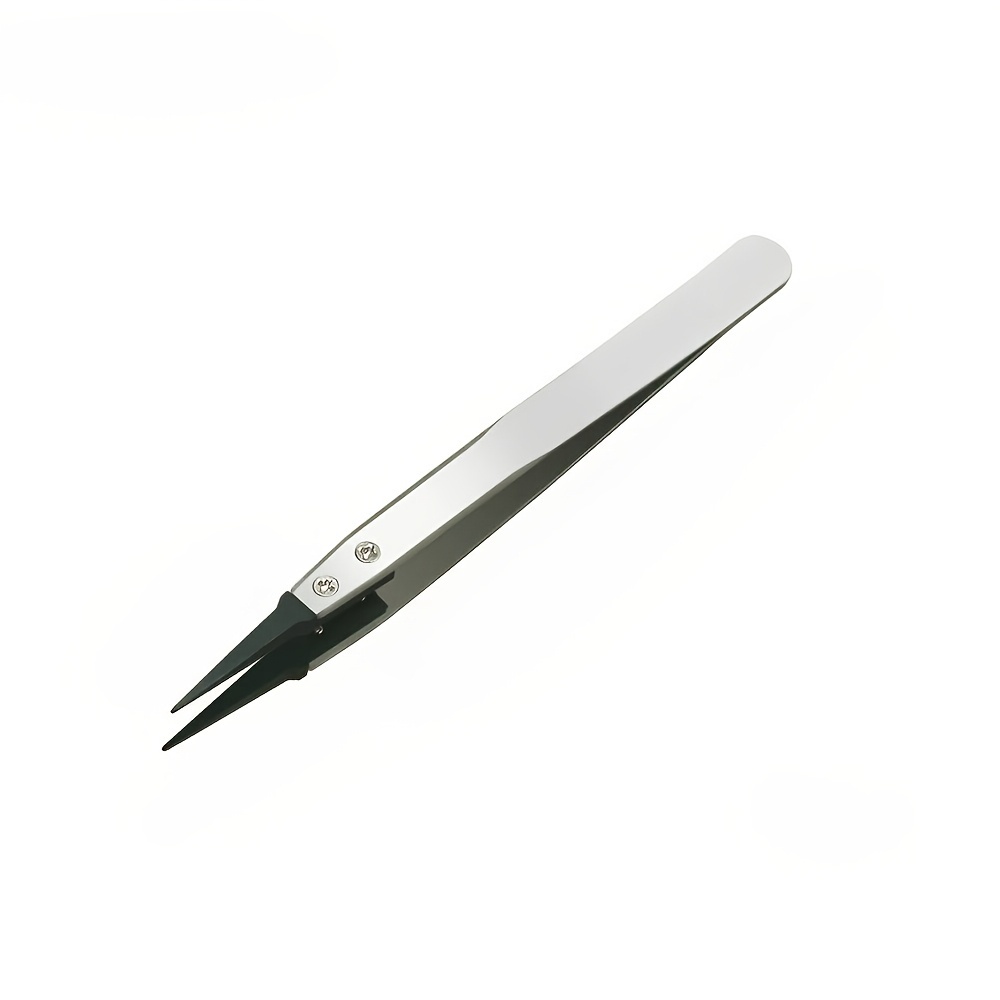 TEMU 2 Esd-safe Precision Tweezers With Anti-static Protective Tips, Made Of Heavy-duty Metal, Suitable For Electronics And Jewelry Repair