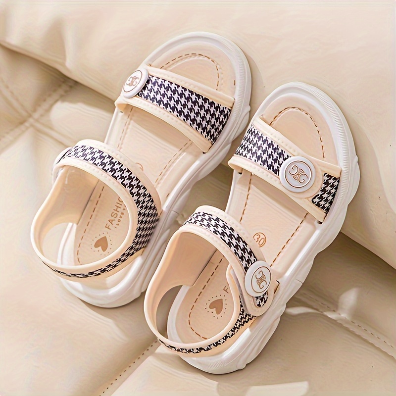 Girls' White Open-Toe Sandals with Closure Lightweight Non-Slip  Beach Garden