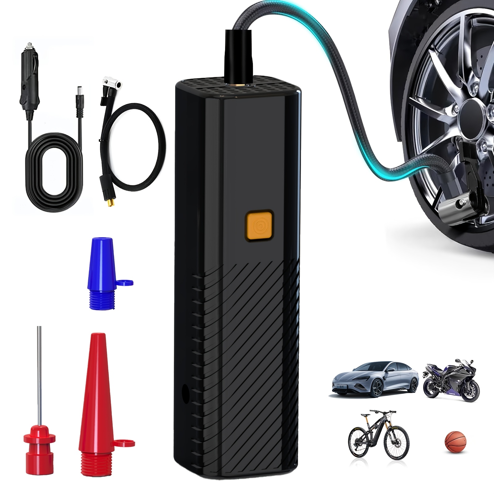 TEMU Portable Cordless Tire Inflator With Digital Gauge & Fast Usb- Rechargeable Air Compressor Suitable For Suv, Car,, Motorcycle Tires, Ball Pump,