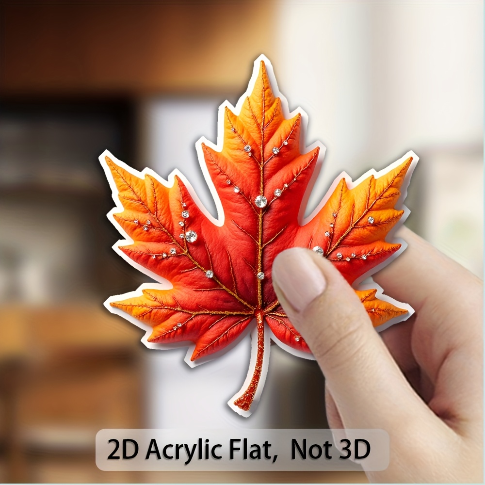 TEMU 1 stuk Esdoornblad Koelkastmagneet - Sterke Magnetische Acryl Decoratieve Sticker met Canadees Thema en Rood en Goudkleurig Herfstbladontwerp,