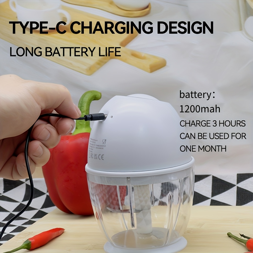 compact 400ml usb mini food processor electric garlic veggie chopper onion ginger chili fruit meat grinder with rechargeable lithium battery portable kitchen blender for   prep Product details 3