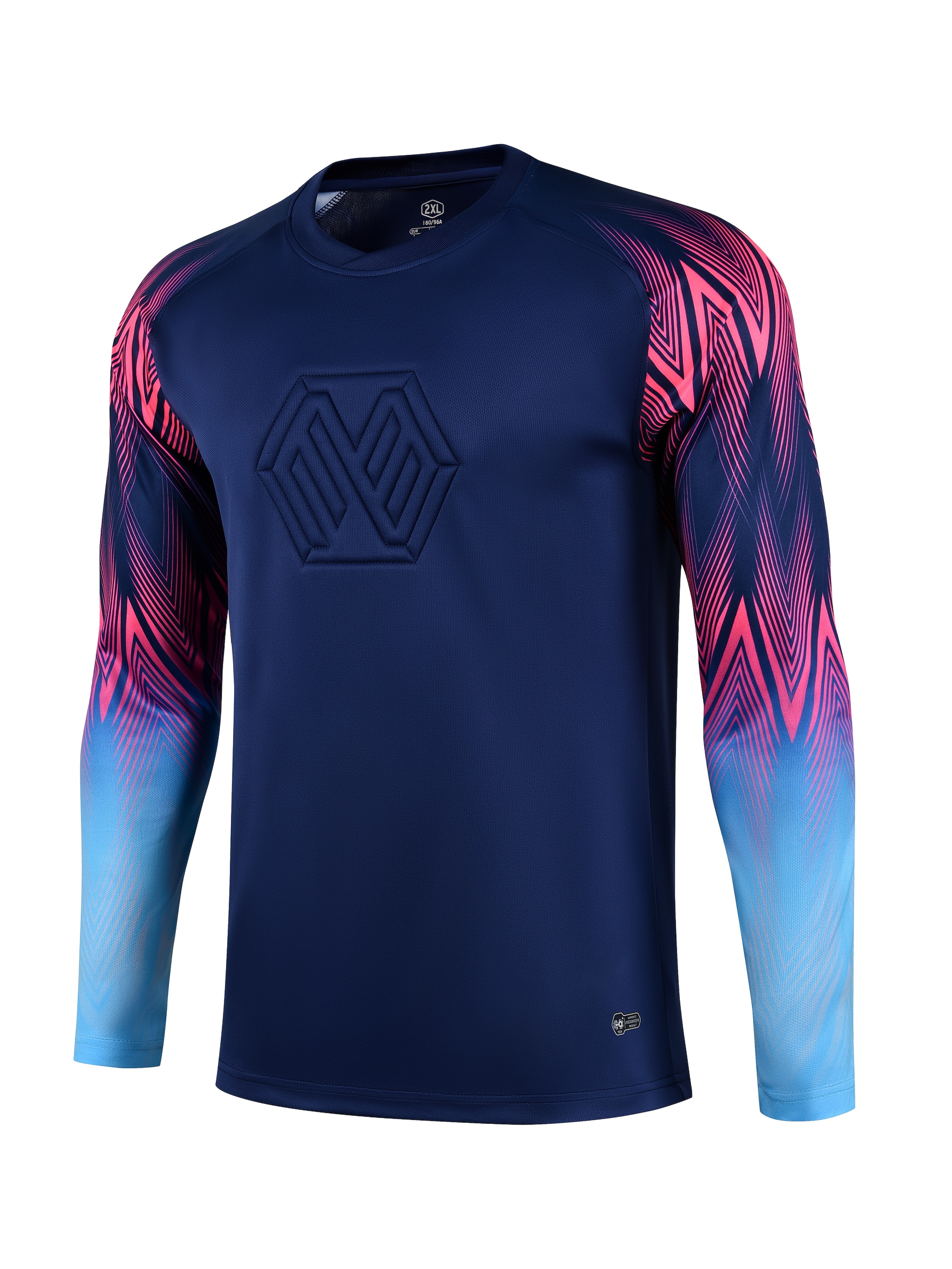 mens soccer goalkeeper jersey with foam chest protector and elbow pads training running sports color block geometric stripe breathable quick dry long sleeve t shirt