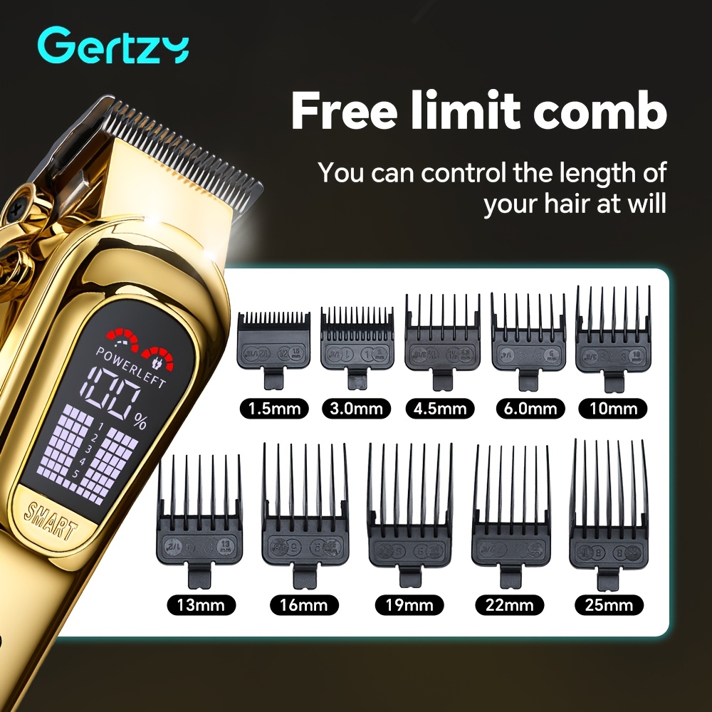 GERTZY 2-en-1 Ensemble de tondeuse à cheveux pour hommes - Tondeuse professionnelle réglable sans fil avec 15 peignes de limitation, batterie au lithium rechargeable, idéale pour une utilisation à domicile, salon ou cadeaux, équipement de salon | Tondeuse à cheveux moderne | Outils de coupe de cheveux durables, tondeuse à cheveux pour hommes