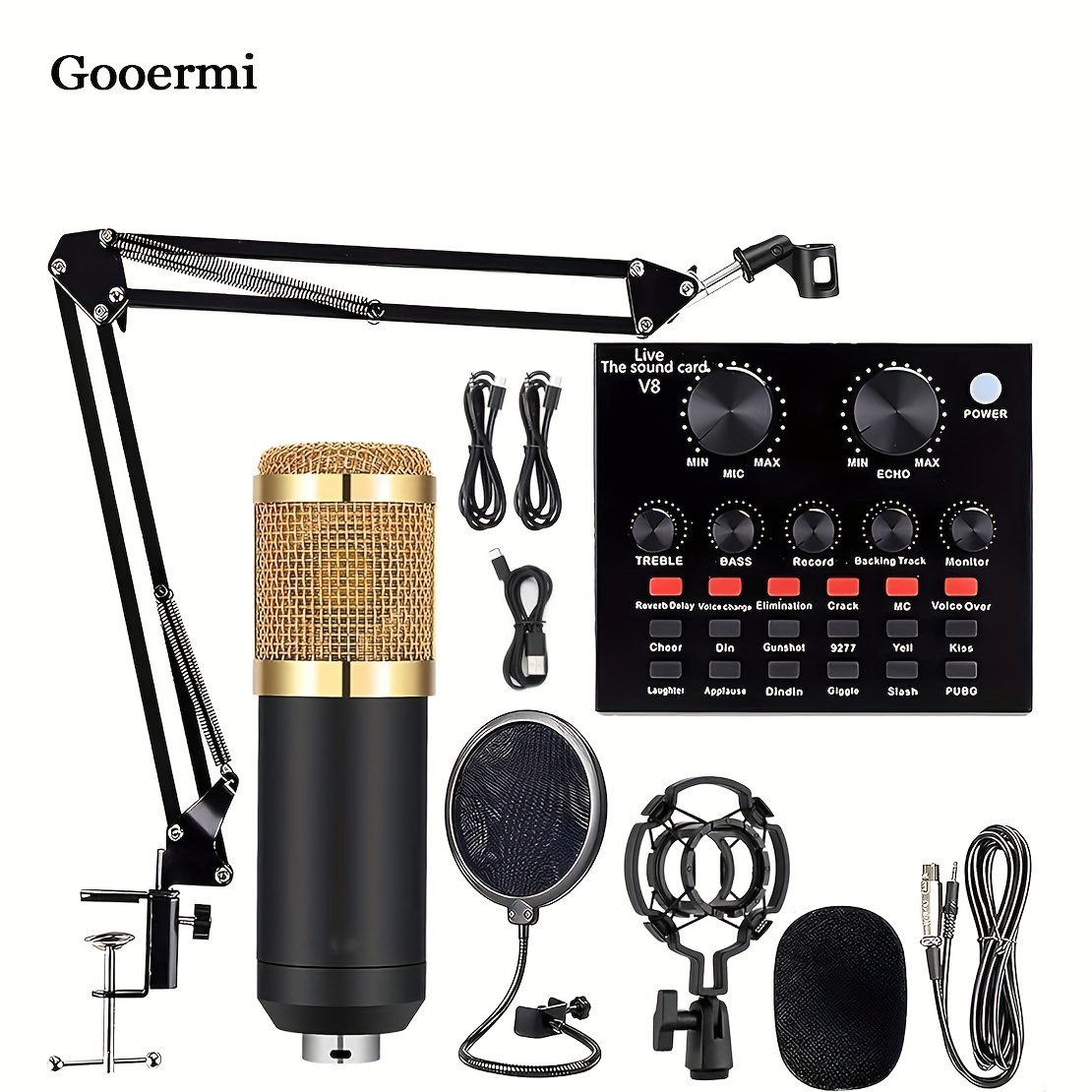 Kit de microphone à condensateur BM800 avec mixeur audio pour le streaming, microphone  changeur de voix pour ensemble d'équipement de podcast en direct, karaoké